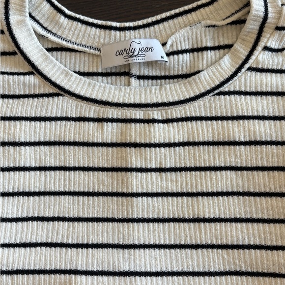 Carly Jean Los Angeles Black and White Striped Tunic - Picture 2 of 7